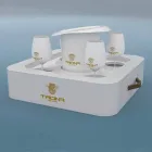 Coffee table - Floating tray design faux leather nautical Trona Viadurini