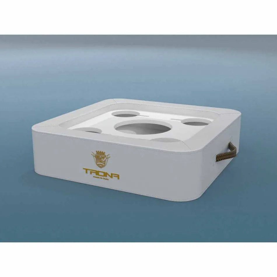 Coffee table - Floating tray design faux leather nautical Trona Viadurini