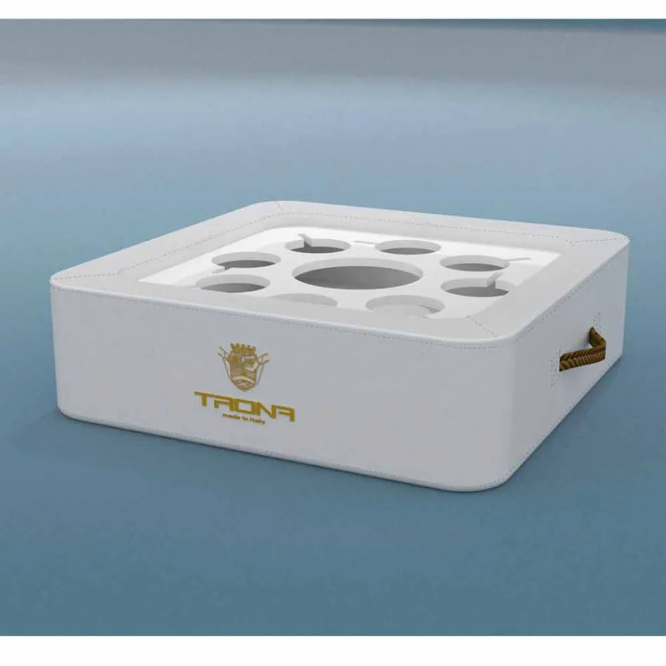 Coffee table - floating tray of faux leather and plexiglass nautical Trona Viadurini