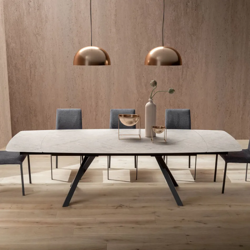 Extendable Barrel Table to 240 or 280 cm in Stratified HPL - Dialogo Viadurini