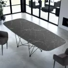 Modern Barrel-Shaped Table in Hypermarble and Steel Made in Italy – Ezzellino Viadurini