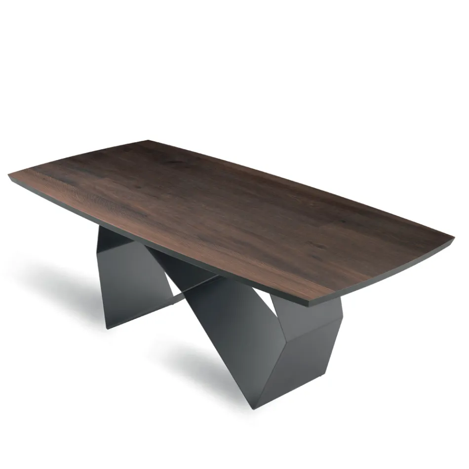 Extendable Table 200/300x100 in Oak Veneer and Metal - Cross Viadurini