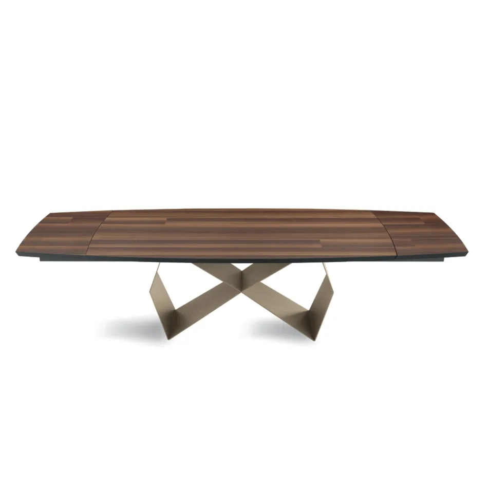 Extendable Table 200/300x100 in Oak Veneer and Metal - Cross Viadurini