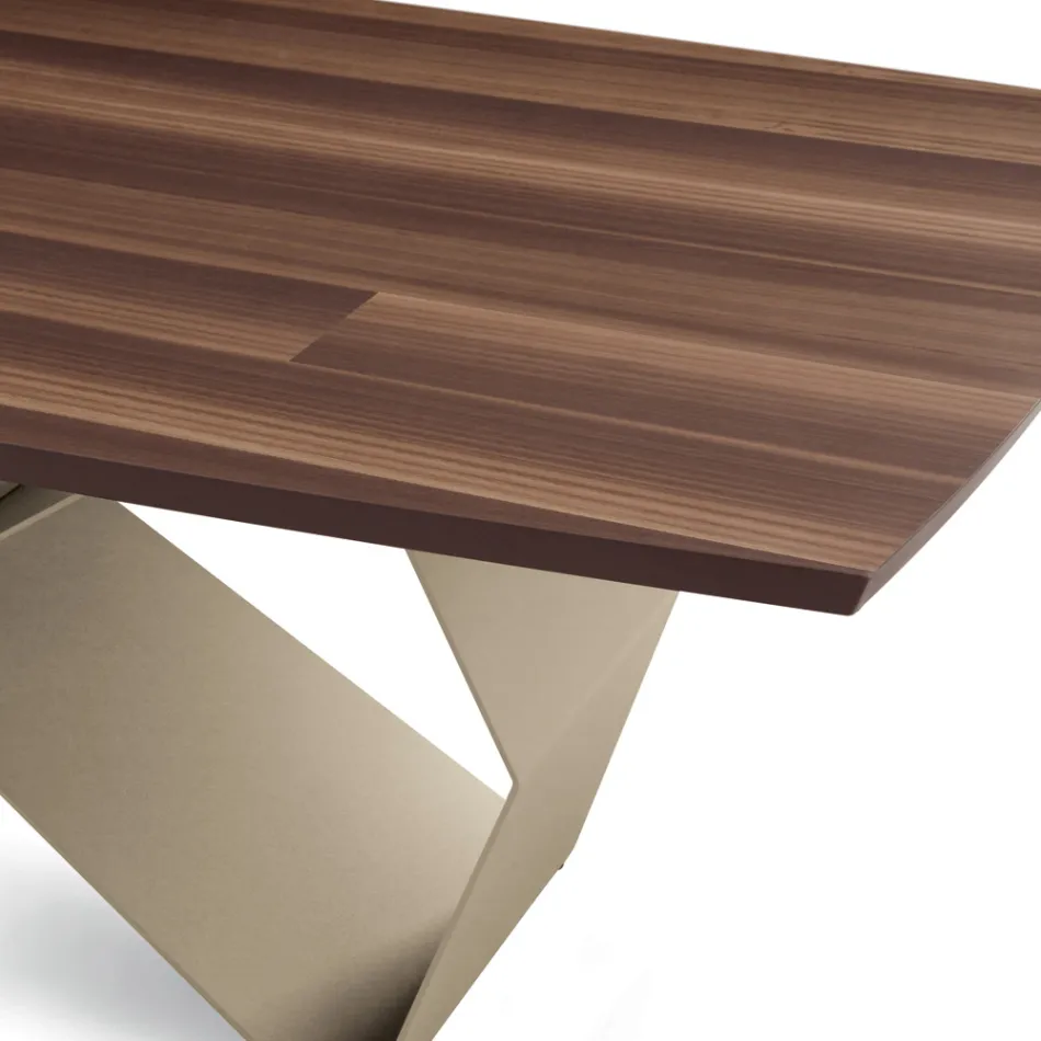 Extendable Table 200/300x100 in Oak Veneer and Metal - Cross Viadurini