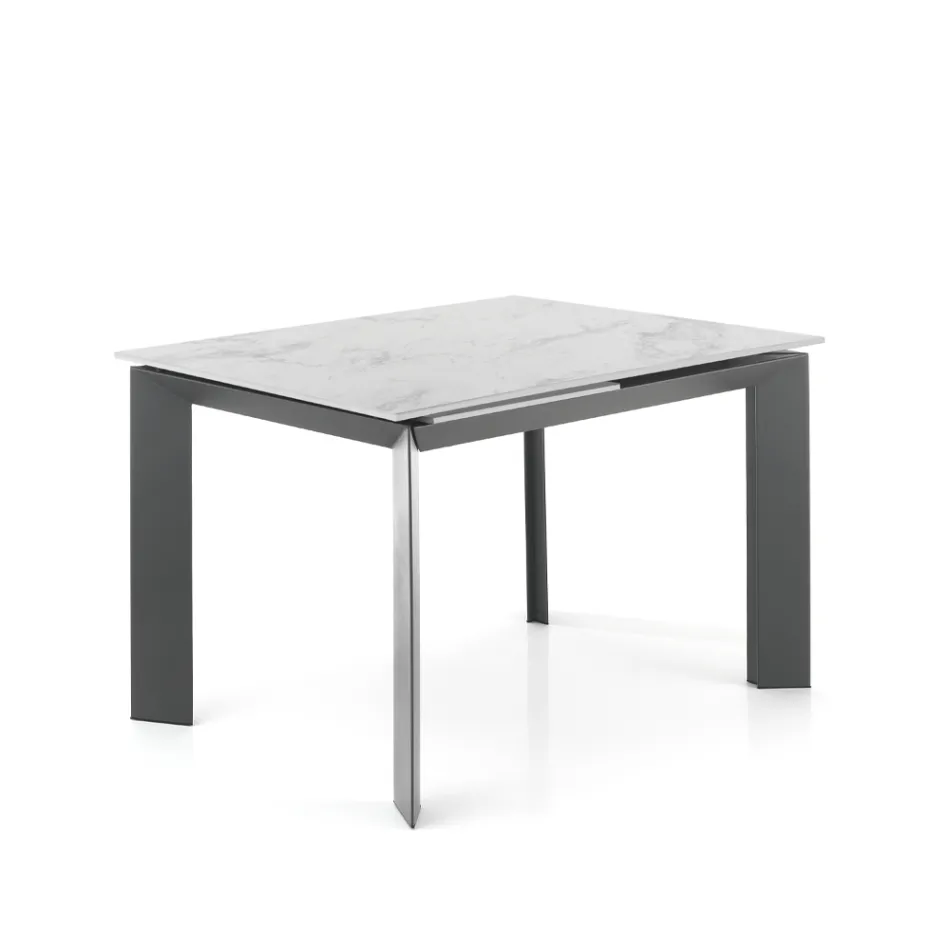 Extendable table to 170 cm in steel and ceramic - Sphinx Viadurini