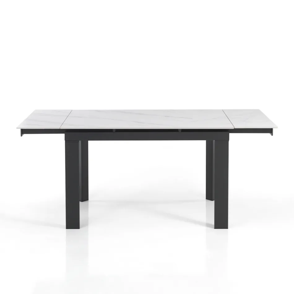 Extendable table to 180 cm in White Marble Finish - Brotola Viadurini