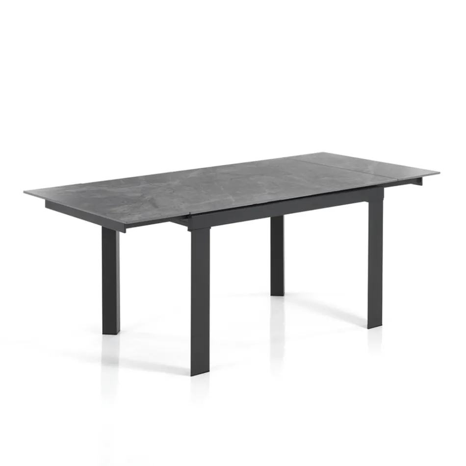 Extendable table to 180 cm in White Marble Finish - Brotola Viadurini