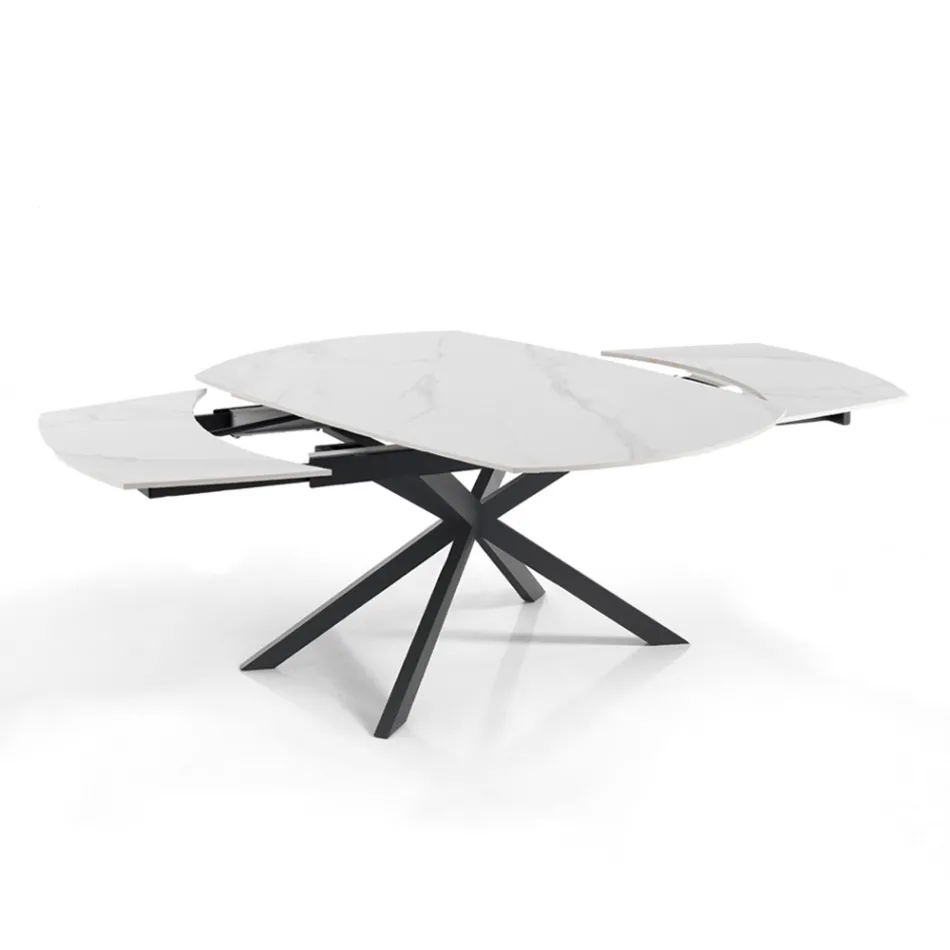 Extendable Table to 200 cm Black Steel Base - Torio Viadurini