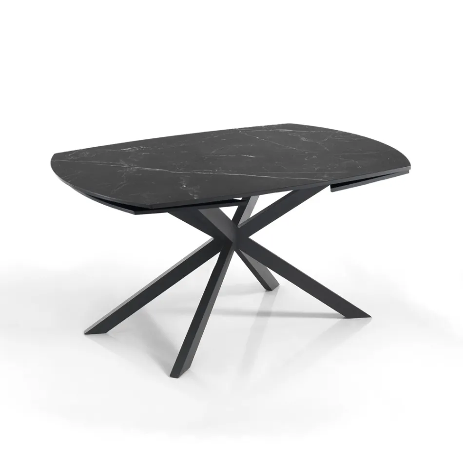 Extendable Table to 200 cm Black Steel Base - Torio Viadurini