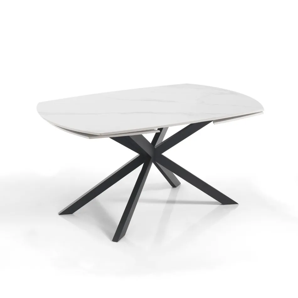 Extendable Table to 200 cm Black Steel Base - Torio Viadurini