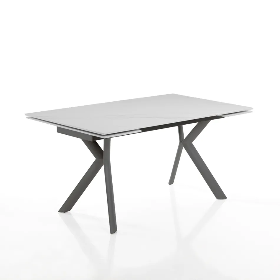 Extendable table to 200 cm in ceramic and steel - Belone Viadurini