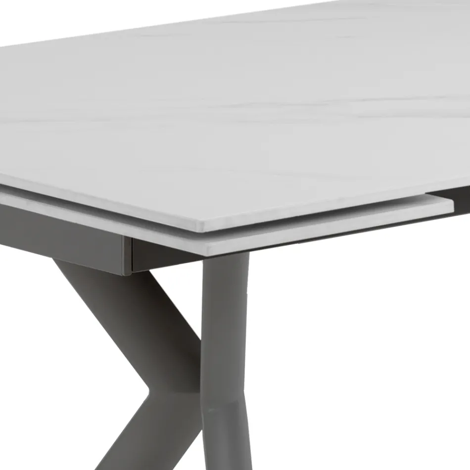 Extendable table to 200 cm in ceramic and steel - Belone Viadurini