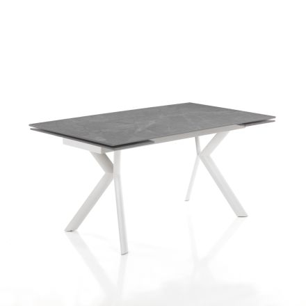 Extendable table to 200 cm in ceramic and steel - Belone Viadurini
