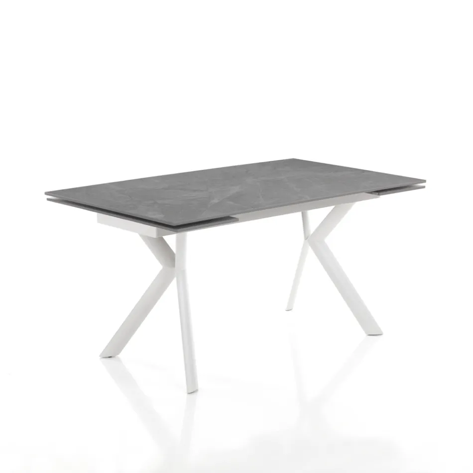 Extendable table to 200 cm in ceramic and steel - Belone Viadurini