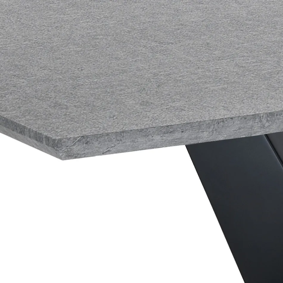 Extendable table to 200 cm in MDF Cement - Holmium Viadurini