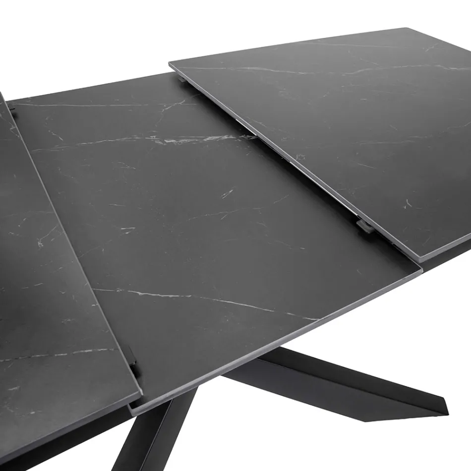 Extendable Table 200 cm in Metal and Synthetic Stone - Underwater Viadurini