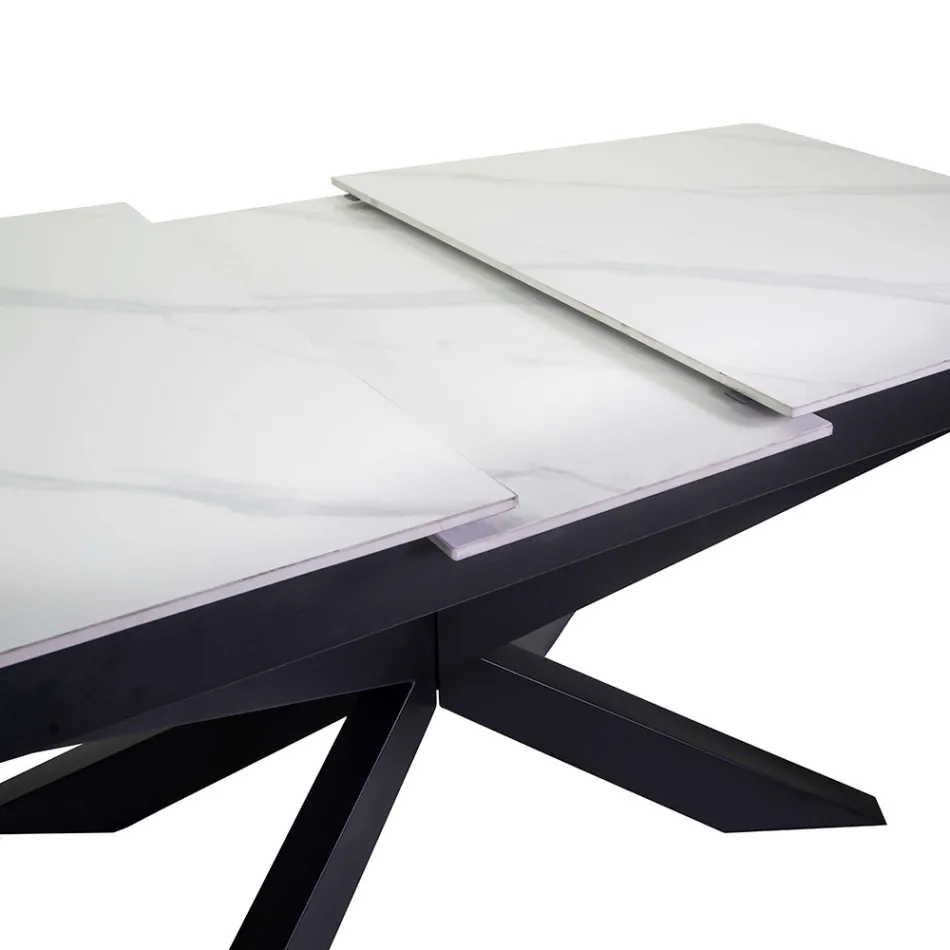 Extendable Table 200 cm in Metal and Synthetic Stone - Underwater Viadurini