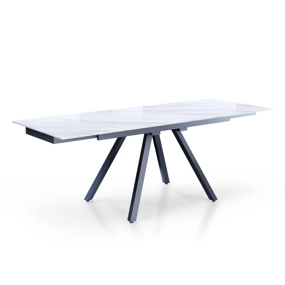Extendable Table to 210 cm in Gray Steel and Ceramic - Canario Viadurini