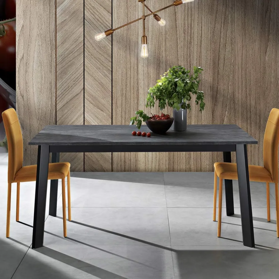 Extendable Table to 220 cm with Graphite Beech Base Made in Italy - Toles Viadurini