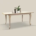 Extendable Table to 220 cm in White and Gold Wood Made in Italy - Luxury Viadurini