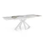 Extendable table to 240 cm in ceramic with polished onyx marble finish - Piedmont Viadurini