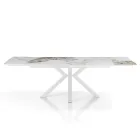 Extendable table to 240 cm in ceramic with polished onyx marble finish - Piedmont Viadurini