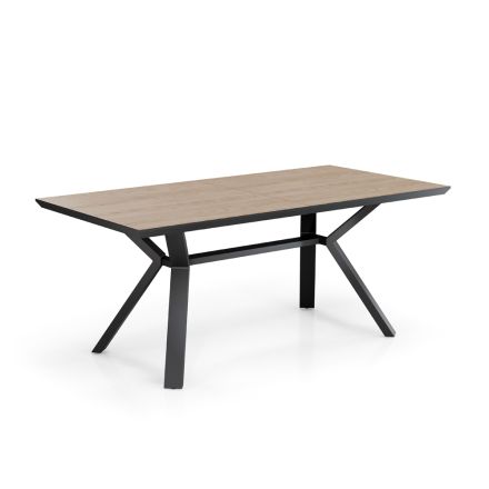 Extendable Table to 240 cm in Black Metal and MDF - Donzella Viadurini