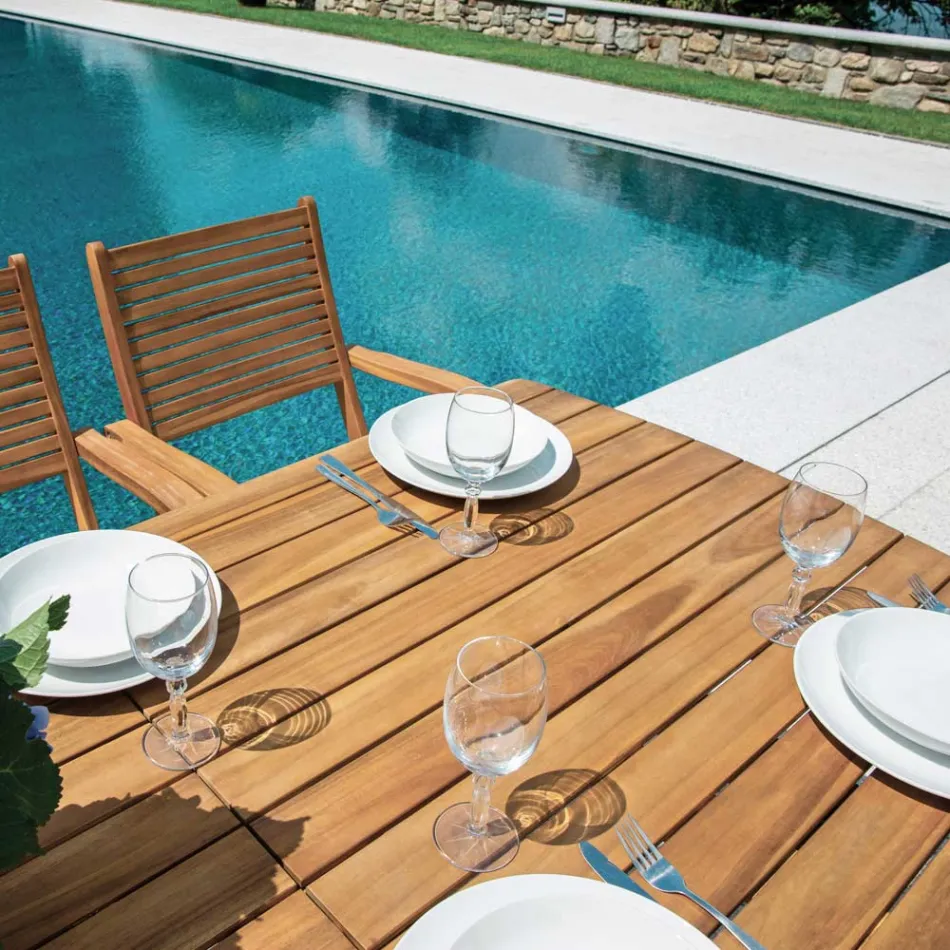 Extendable Table to 240 cm for the Garden Made of Acacia Wood - Sereno Viadurini