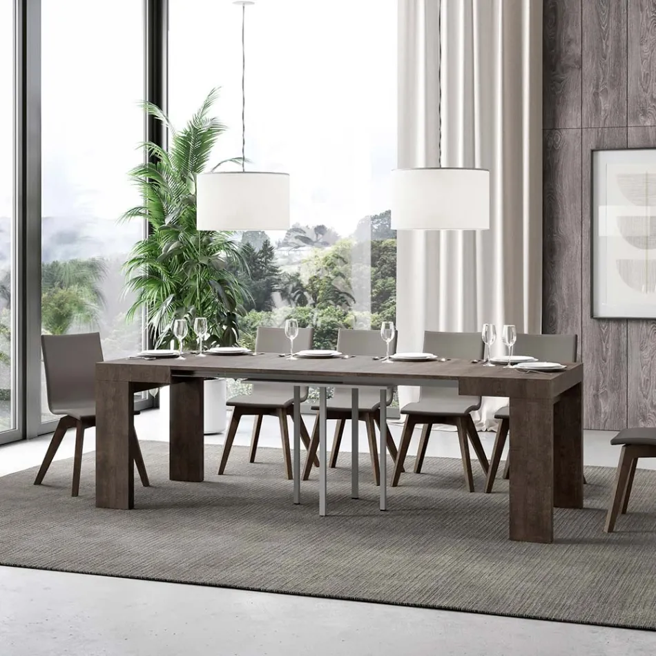 Extendable Table to 246 cm in Made in Italy Wooden Microparticles - Tree Viadurini