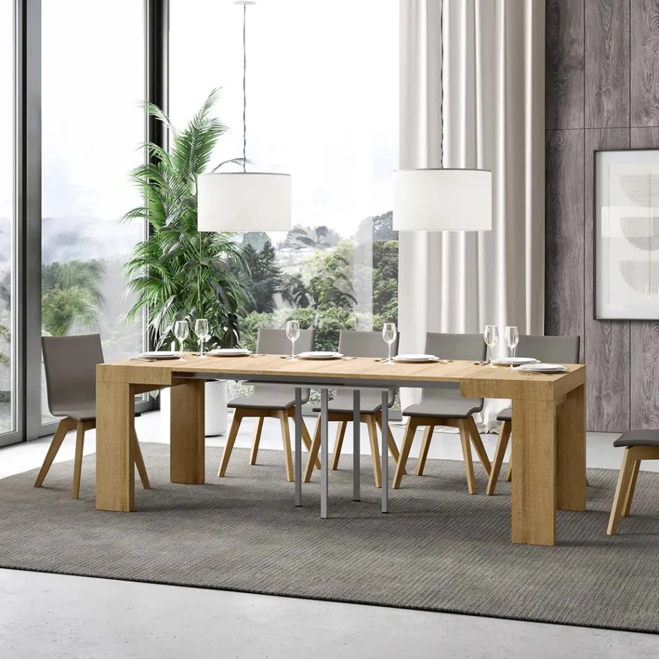 Extendable Table to 246 cm in Made in Italy Wooden Microparticles - Tree Viadurini