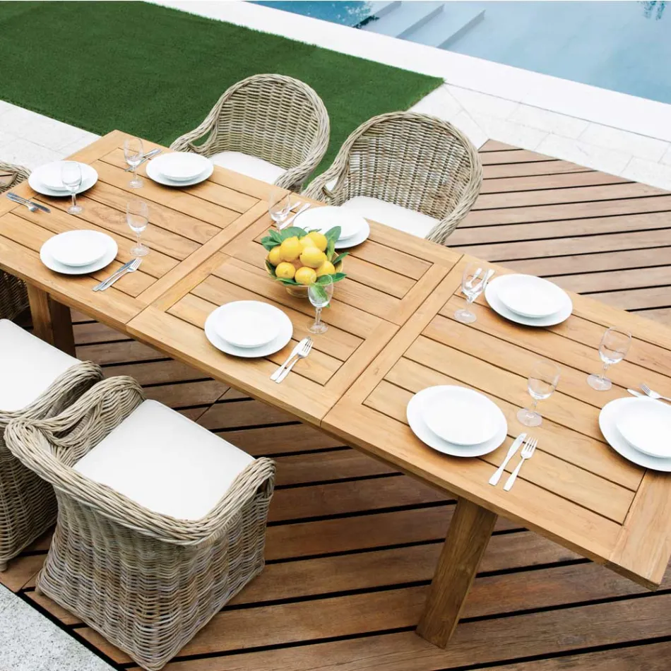 Extendable Outdoor Table to 250 cm Made of Recycled Teak - Fern Viadurini