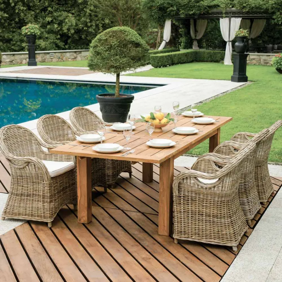 Extendable Outdoor Table to 250 cm Made of Recycled Teak - Fern Viadurini