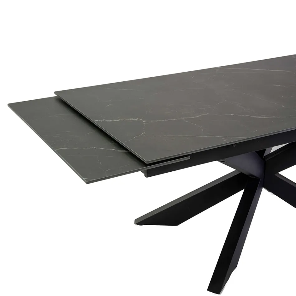 Extendable Table 260 cm in Metal and Synthetic Stone - Underwater Viadurini