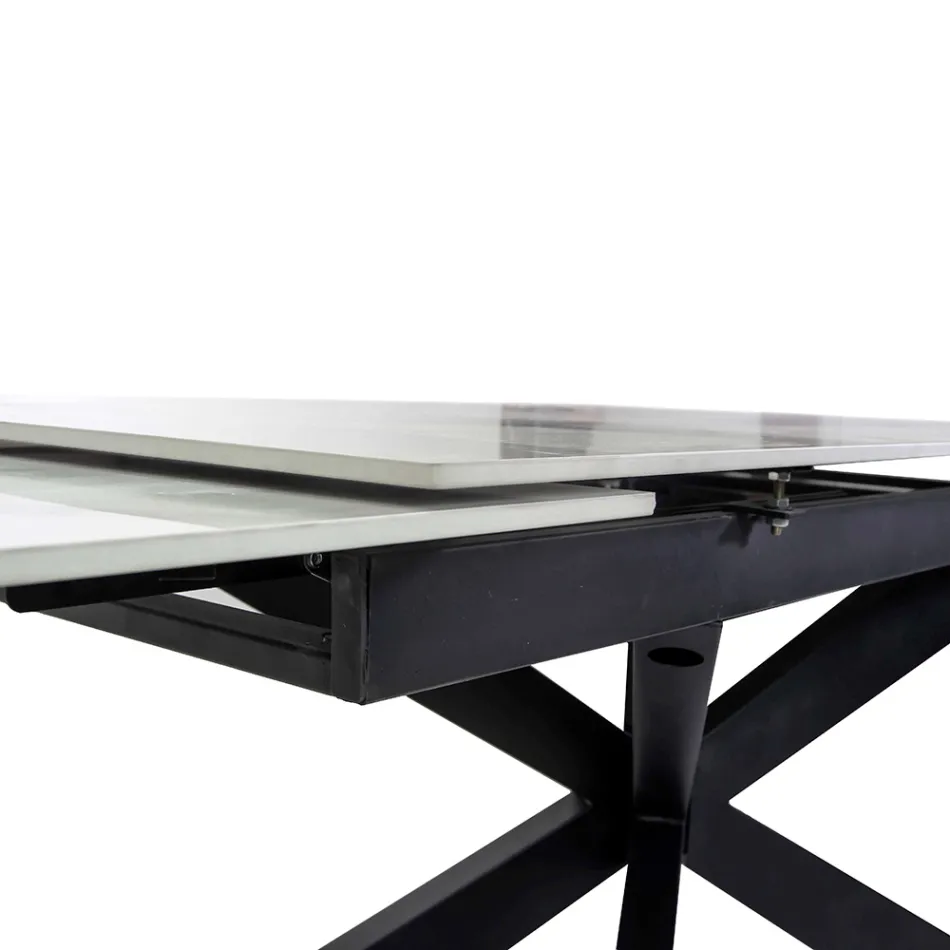 Extendable Table 260 cm in Metal and Synthetic Stone - Underwater Viadurini
