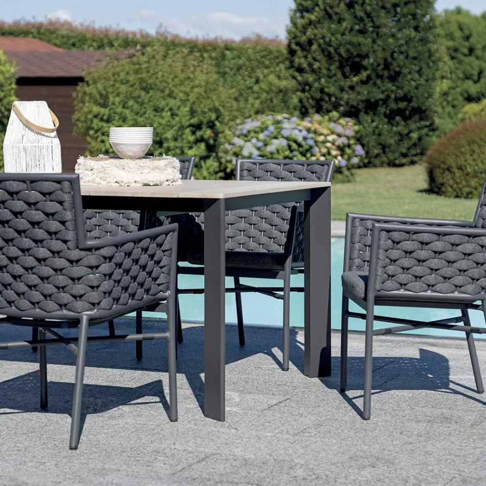 Extendable Table to 276 cm with Wood Effect Aluminum - Ovara Viadurini