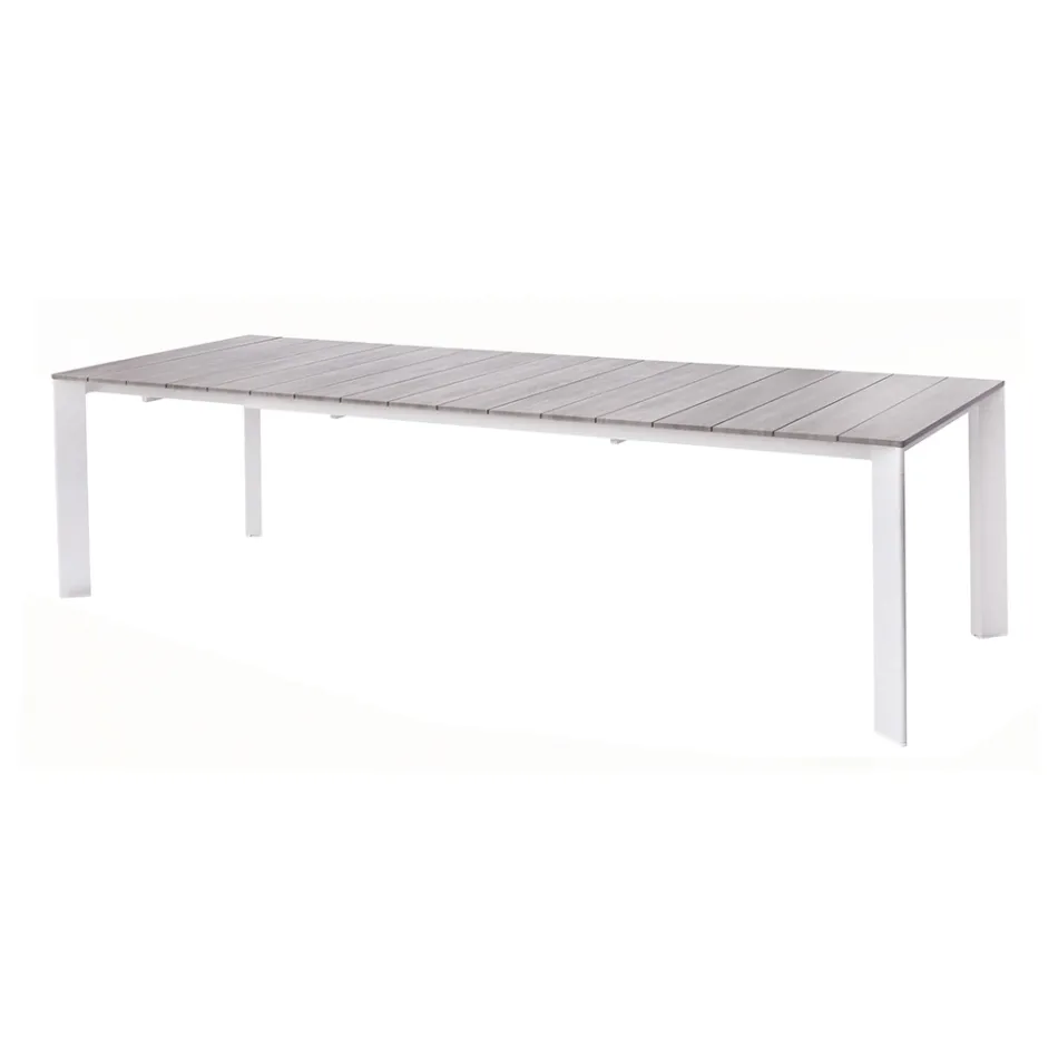 Extendable Table to 276 cm with Wood Effect Aluminum - Ovara Viadurini