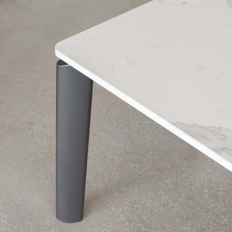 Extendable table to 298 cm in ceramic and metal Made in Italy - Tulip Viadurini