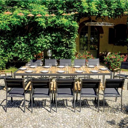 Extendable Table to 300 cm with Sliding Legs in Aluminum and Teak - Felix Viadurini