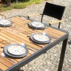 Extendable Table to 300 cm with Sliding Legs in Aluminum and Teak - Felix Viadurini