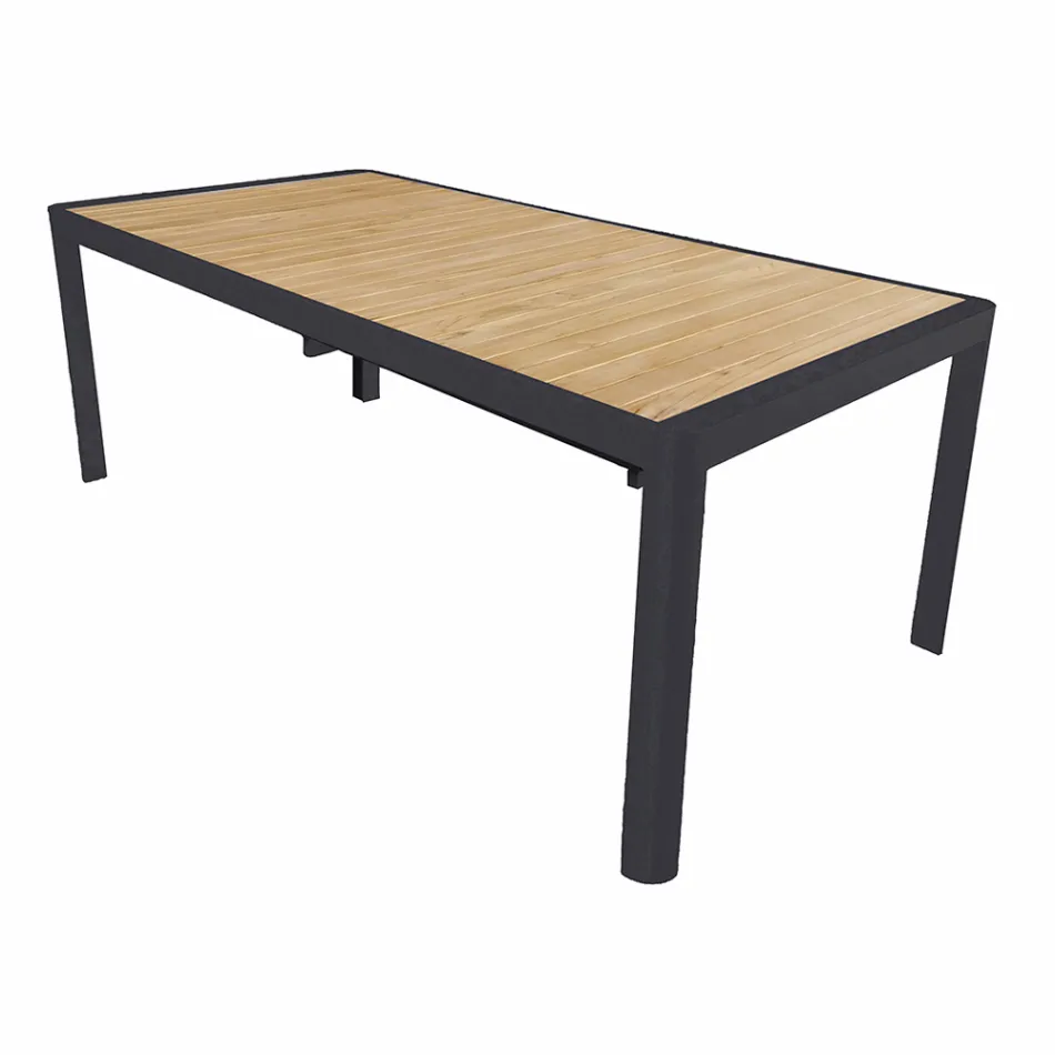 Extendable Table to 300 cm with Sliding Legs in Aluminum and Teak - Felix Viadurini