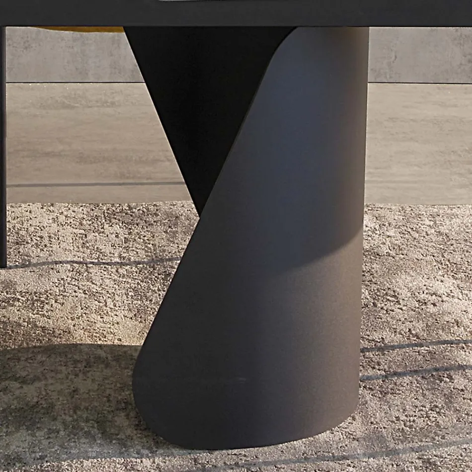 Extendable Table 300 cm in Metal and Sintered Stone Top - Taviria Viadurini