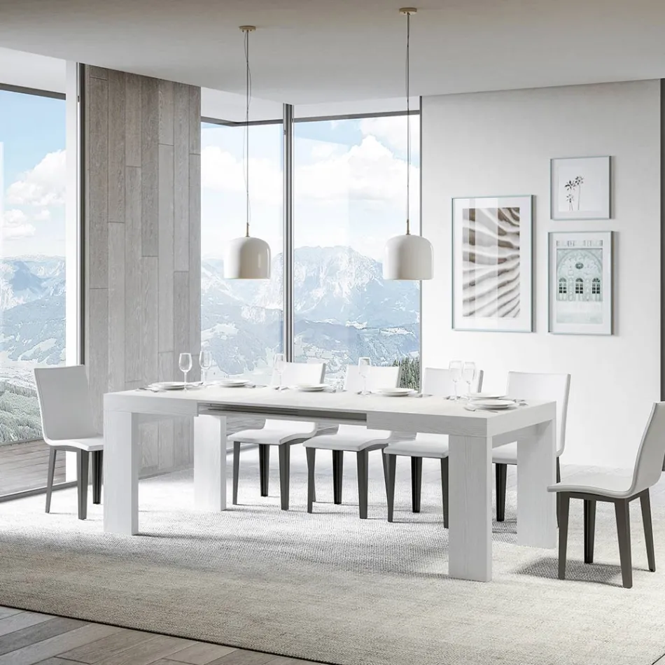 Extendable Table to 440 cm in Made in Italy Wooden Microparticles - Tree Viadurini