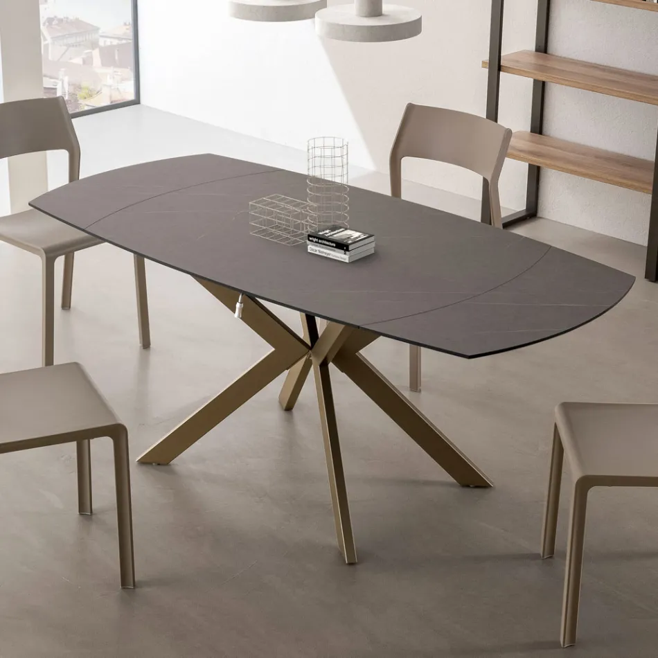Extendable Barrel Table in Layered HPL with Different Finishes - Incontro Viadurini
