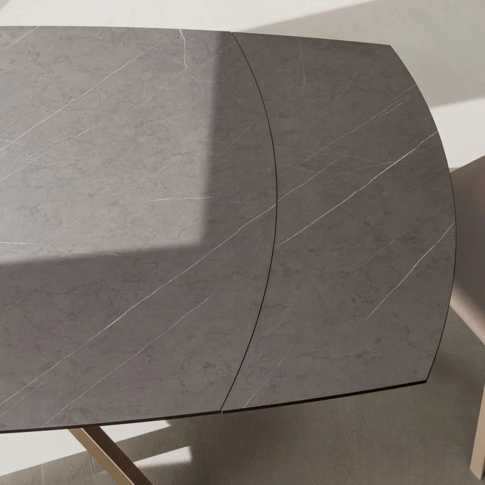 Extendable Barrel Table in Layered HPL with Different Finishes - Incontro Viadurini