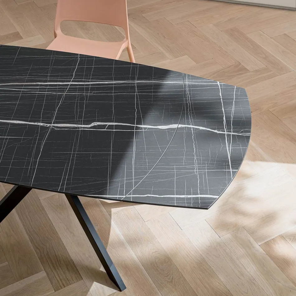 Extendable Barrel Table in Layered HPL with Different Finishes - Incontro Viadurini