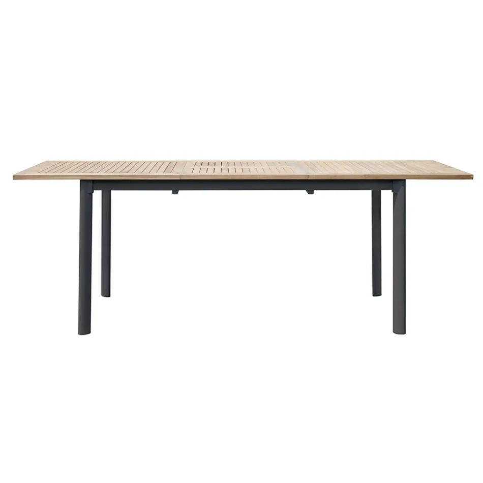 Extendable Butterfly Table to 210 cm in Aluminum and Teak Top - Incanto Viadurini