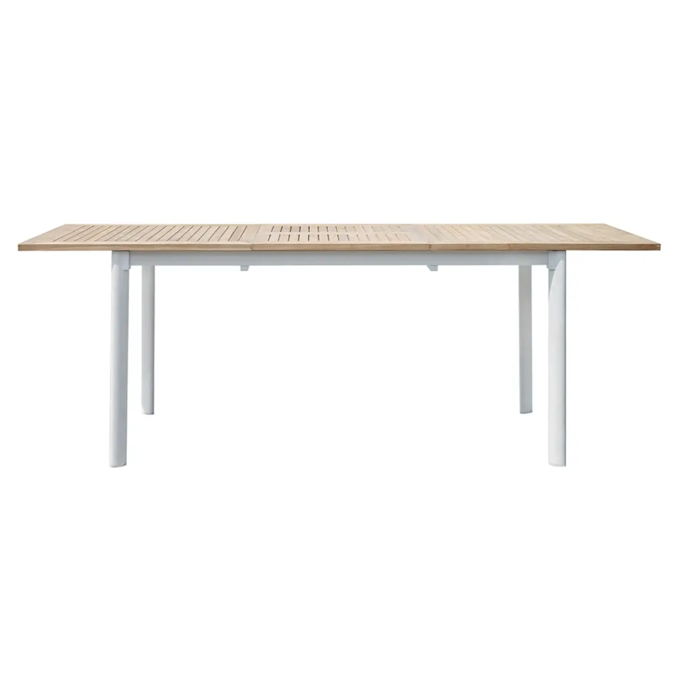 Extendable Butterfly Table to 210 cm in Aluminum and Teak Top - Incanto Viadurini