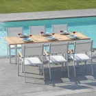 Extendable Butterfly Table to 210 cm in Aluminum and Teak Top - Incanto Viadurini