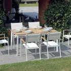 Extendable Butterfly Table to 210 cm in Aluminum and Teak Top - Incanto Viadurini