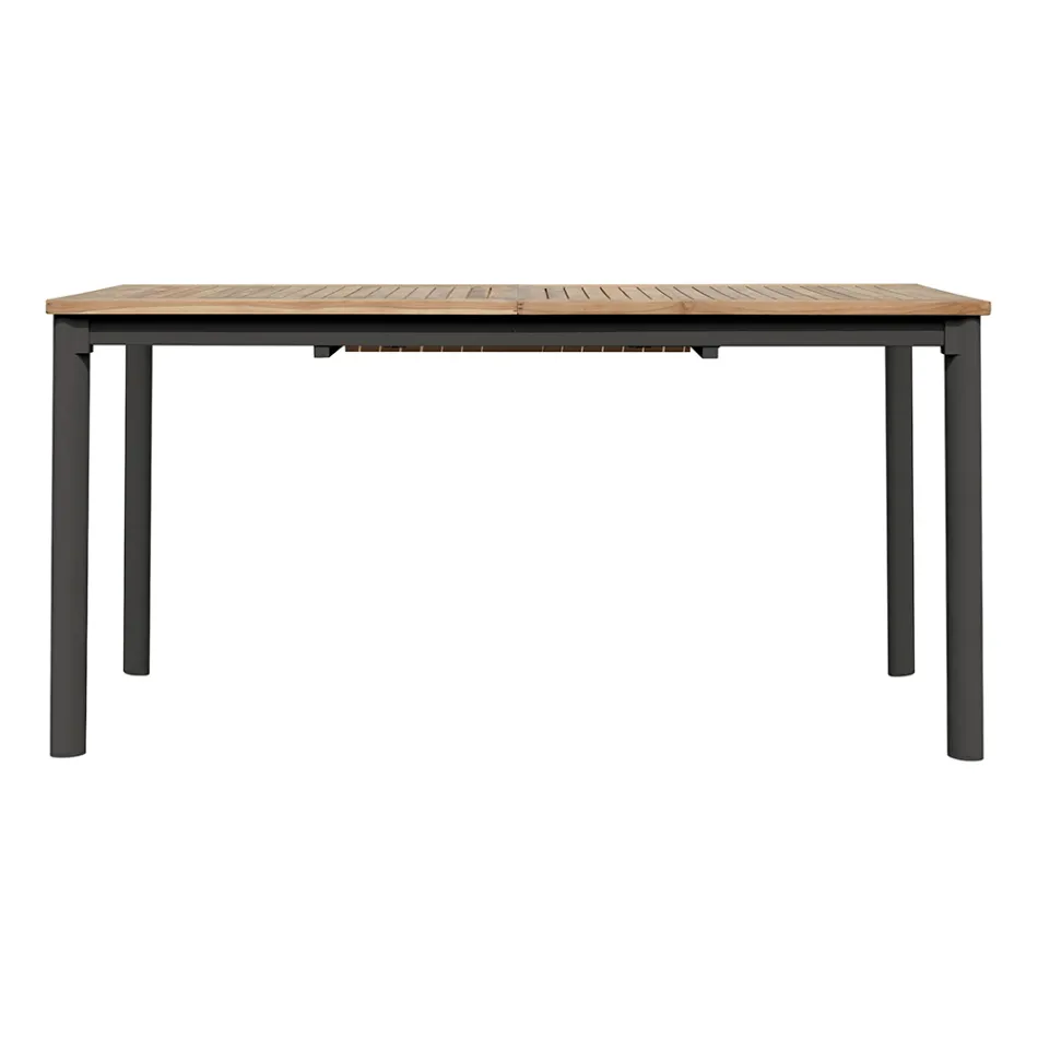 Extendable Butterfly Table to 210 cm in Aluminum and Teak Top - Incanto Viadurini
